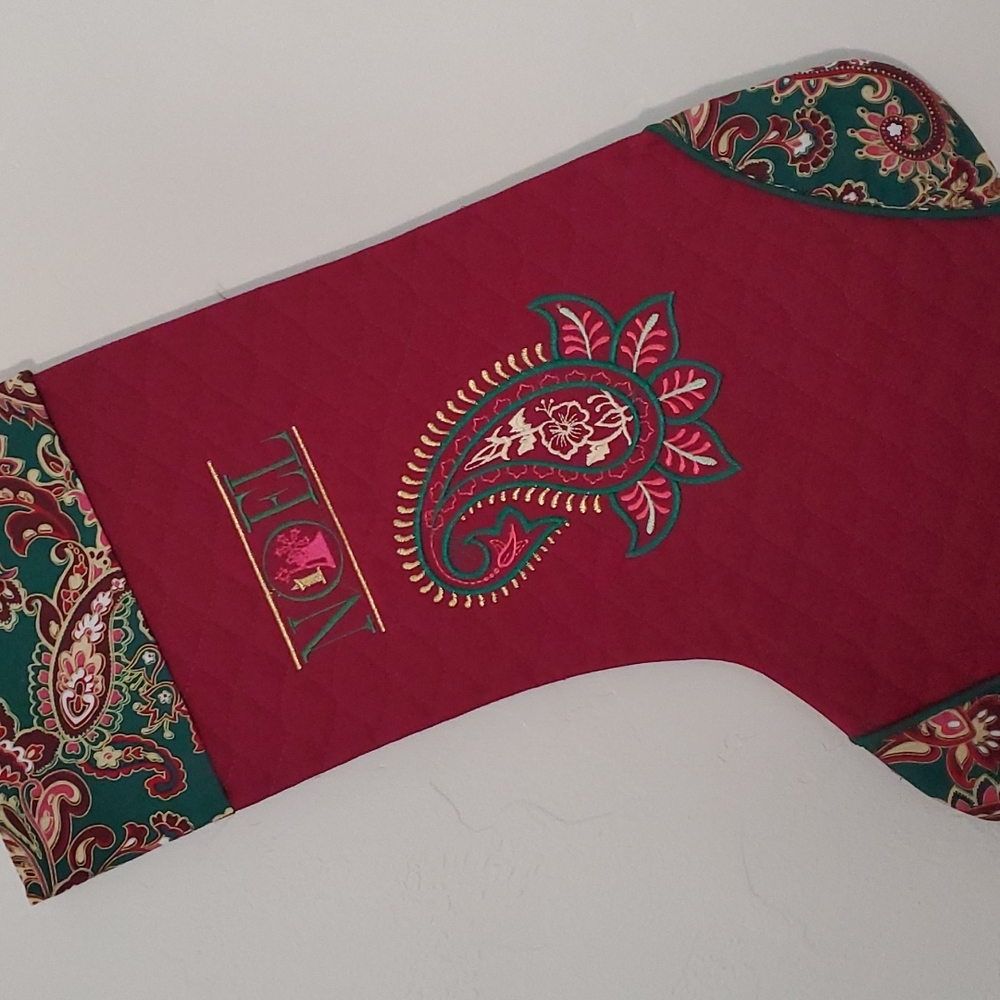 Homemade embroidered Christmas stocking